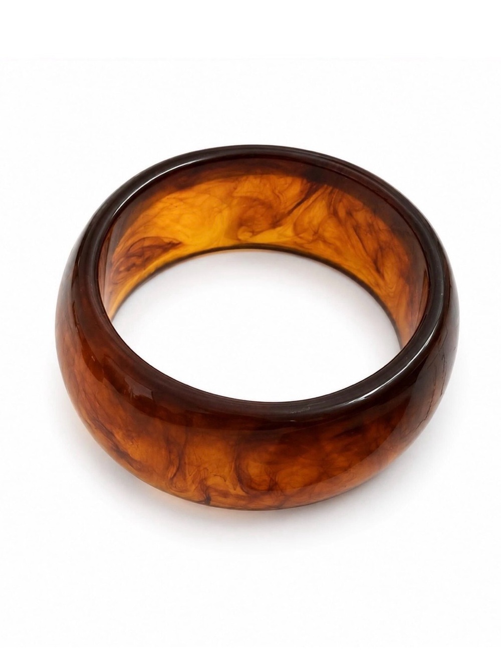 Women's Amber-Effect Resin Bangle Bracelet - Classic Brown by Mayamar